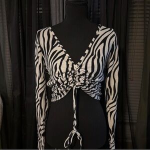 Zebra Print Ruched Women's Top